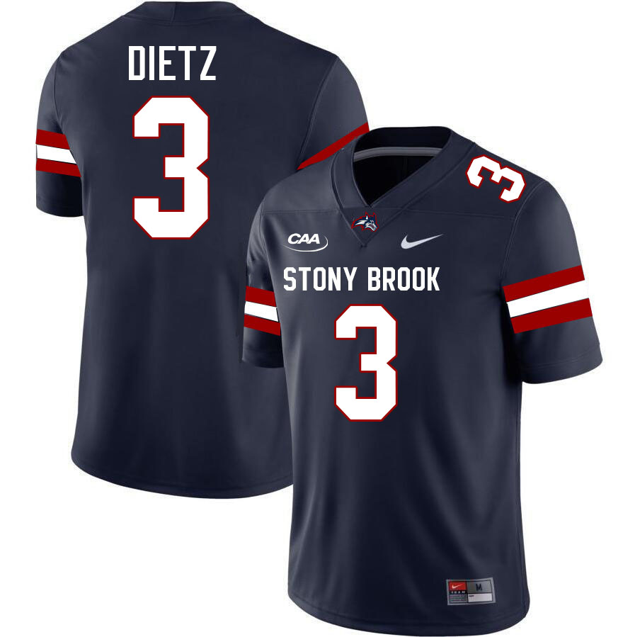 Stony Brook Seawolves #3 MarQeese Dietz College Football Jerseys,Uniforms-Navy